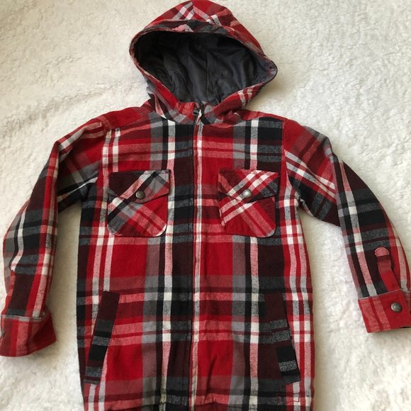 Levi's Other - Levi’s Kids Plaid Quilted Jacket Red Zipped Hooded Size 6